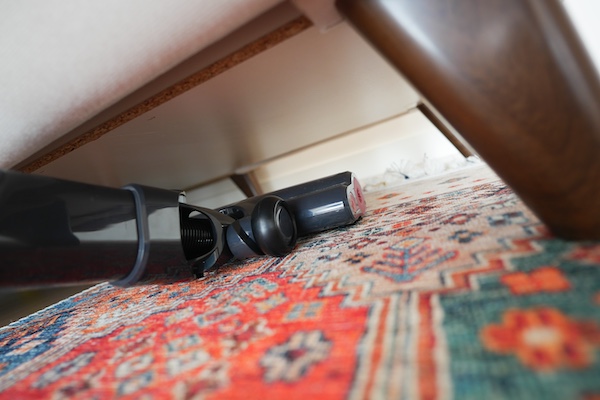 Vacuuming under sofa for carpet beetles